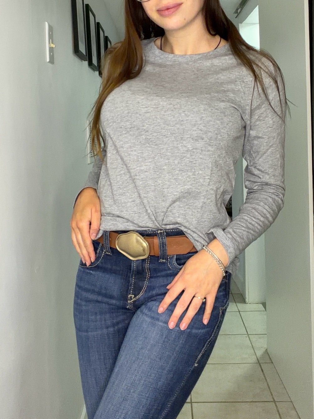 Women’s Lightweight Long-Sleeve Crewneck Top - Gray